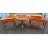Mahogany tripod table along with 2 Victorian side