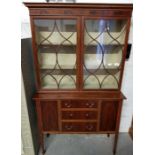 Edwardian inlaid display cabinet with glazed top s