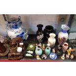 Chinese style ceramic vases & ginger jars, wooden