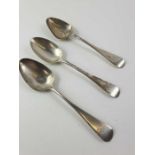 Three matching silver dessert spoons, London 1837-