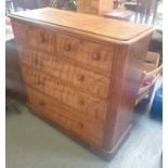 A Victorian satinwood chest of two short and three