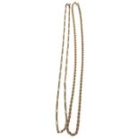A 9ct gold hollow rope chain, 3.3mm wide, 51cm lon