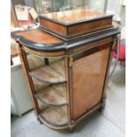 A Victorian burr wood credenza with caddy top, cen