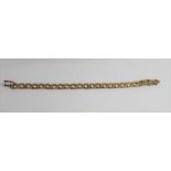 A 9ct gold flat, square curb link bracelet, with a