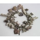 A silver chunky open curb link charm bracelet with