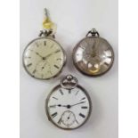 Three silver pocket watches to include Fuzee by Ro