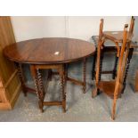 Oak gate leg table on turned legs, oak side table