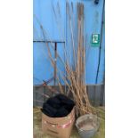 Galvanized tub, garden netting, quantity of bamboo
