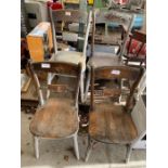 4 beech Oxford scroll back dining chairs