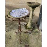 Reconstituted stone bird bath along with 1 other