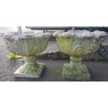 Pair of reconstituted stone urn planters