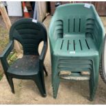 Quantity of stacking plastic garden chairs