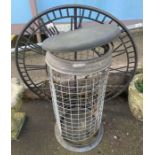 Large outdoor wrought iron clock & a galvanized du