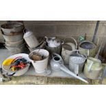 Good collection of galvanized items including wate