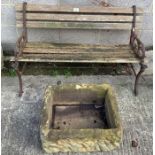 Cast iron framed garden bench along with a faux st