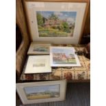Framed watercolours and prints