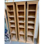 3 tall pine shelving units