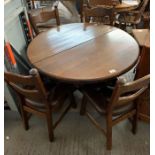 20th century oak dining table & 4 chairs marked Ho