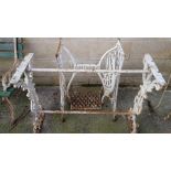 Decorative white painted cast iron outdoor table b