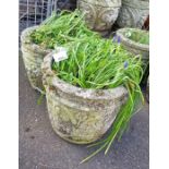 Pair of round reconstituted stone planters