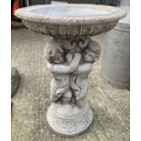 Reconstituted stone bird bath