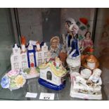 Collectable ceramics including Staffordshire figur