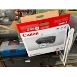 Canon printer with box, Tin trunk, garden gnome, f