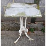 Cast iron based tripod table with marble top