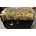 Large tin trunk with decoupage decoration