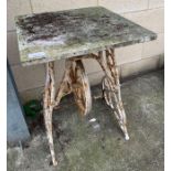 Cast iron white painted treadle based table with m