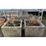 Pair of large reconstituted stone square planters