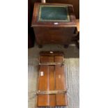 Mahogany commode with Greek key inlaid leather top