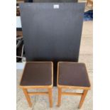 2 mid 20th century beech stools along with an Ikea