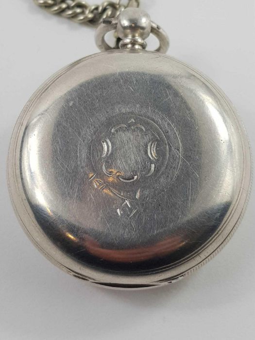 Large 19th century solid silver fusee pocket watch - Image 3 of 8