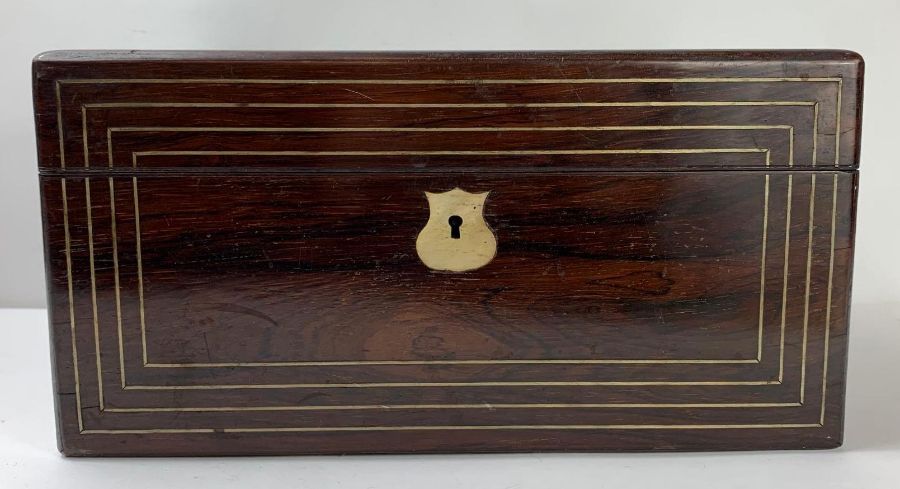 A Victorian rosewood veneer work box, with mother - Image 2 of 5