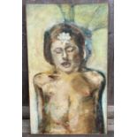 An mid century oil on canvas, "Nude child" by Mary