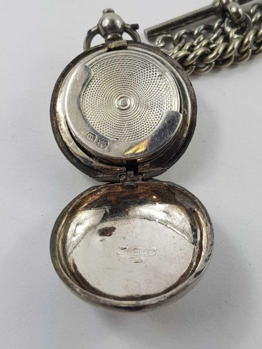 Large 19th century solid silver fusee pocket watch - Image 8 of 8