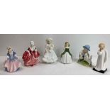 A collection of four Royal Doulton figures of girl