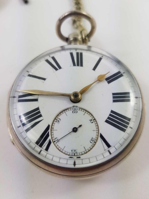 Large 19th century solid silver fusee pocket watch - Image 2 of 8