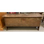 An 18th century oak coffer, 53cm high, 118cm long,