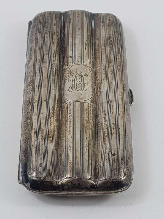 A silver cigar case, Birmingham, 1907