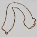 An oval link belcher chain, 79cm long with swivel