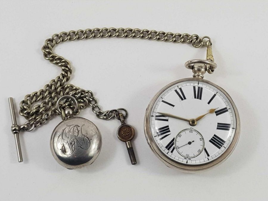 Large 19th century solid silver fusee pocket watch