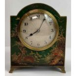 A 20th century green Chinoiserie mantle clock
