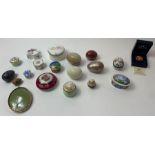 A collection of trinket boxes including Minton exa