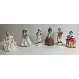 A collection of six Royal Doulton, Worcester figur