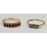 A 9ct gold ruby half eternity ring, 2.73g gro