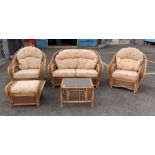 Conservatory bamboo suite comprising of sofa, 2 ar