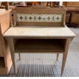 Victorian pine washstand with marble top and tiled