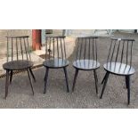 Set of 4 mid 20th century stick back dining chairs